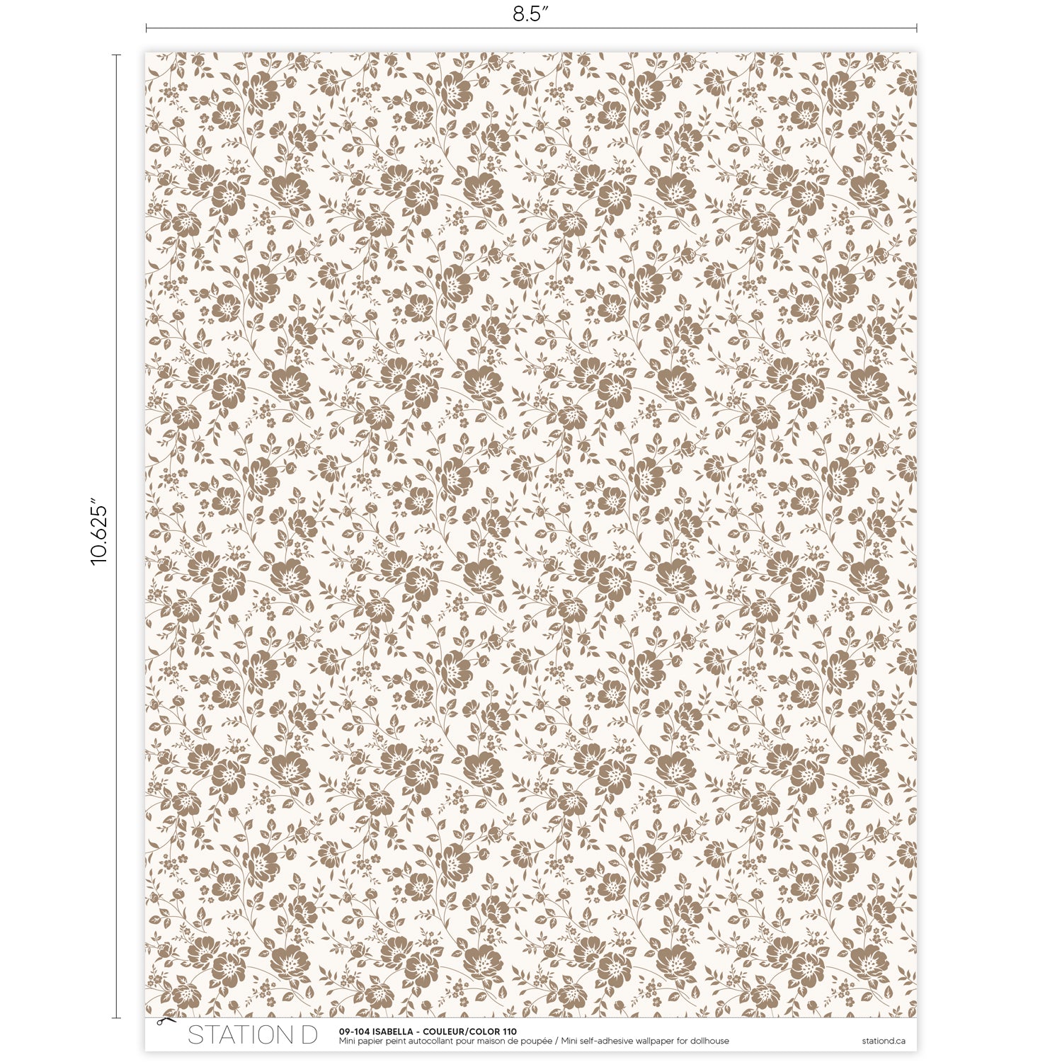 Papier peint pour maison de poupée - Isabella