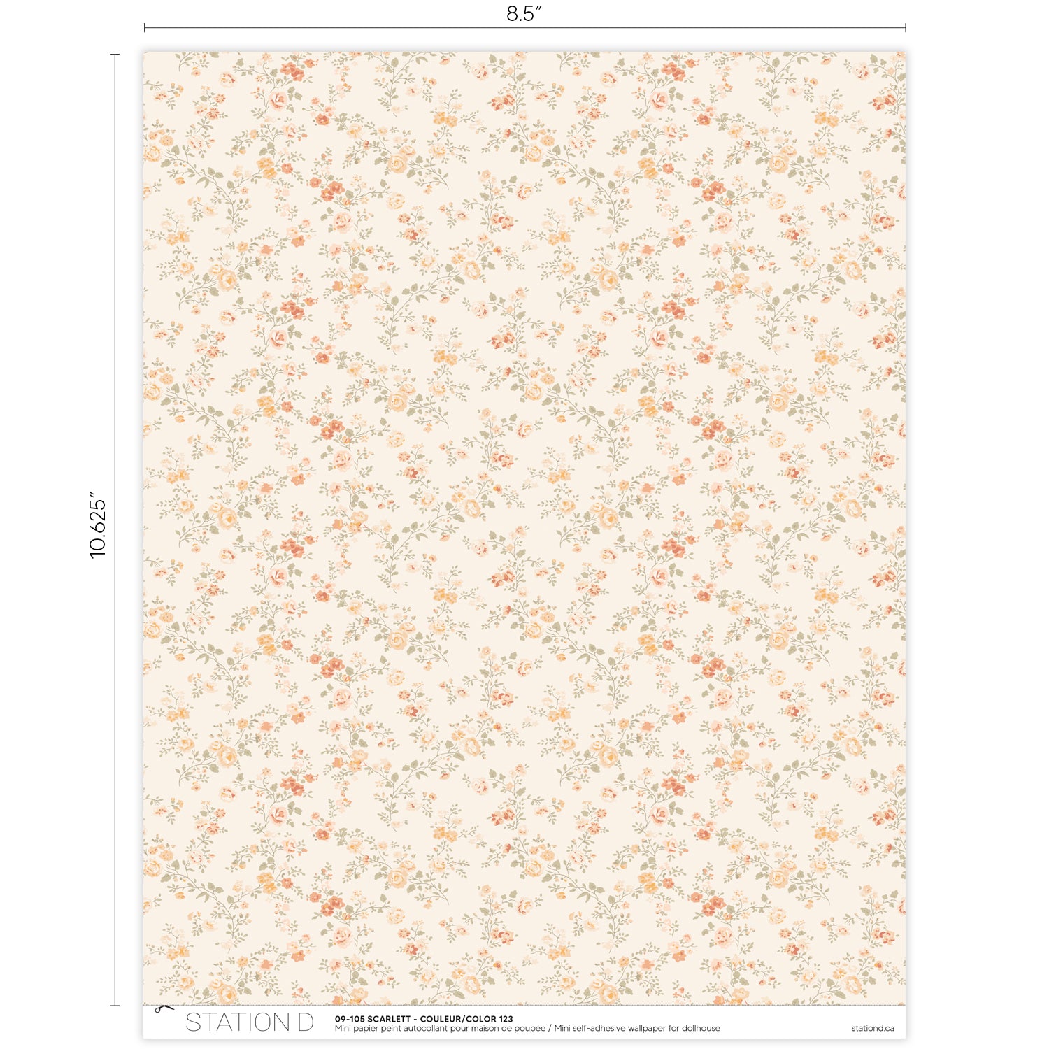 Papier peint pour maison de poupée - Scarlett