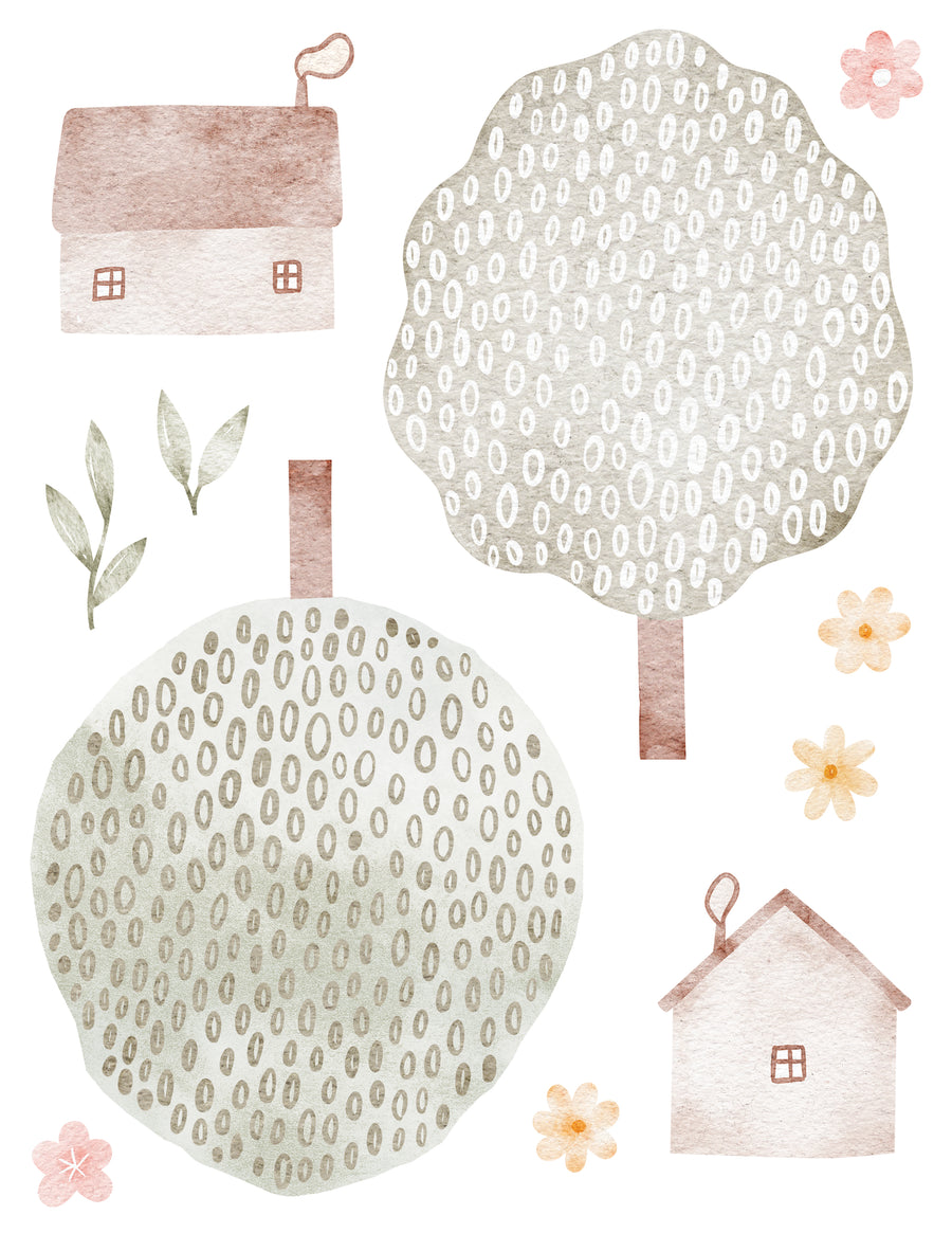 Wall Decals Houses and Forest