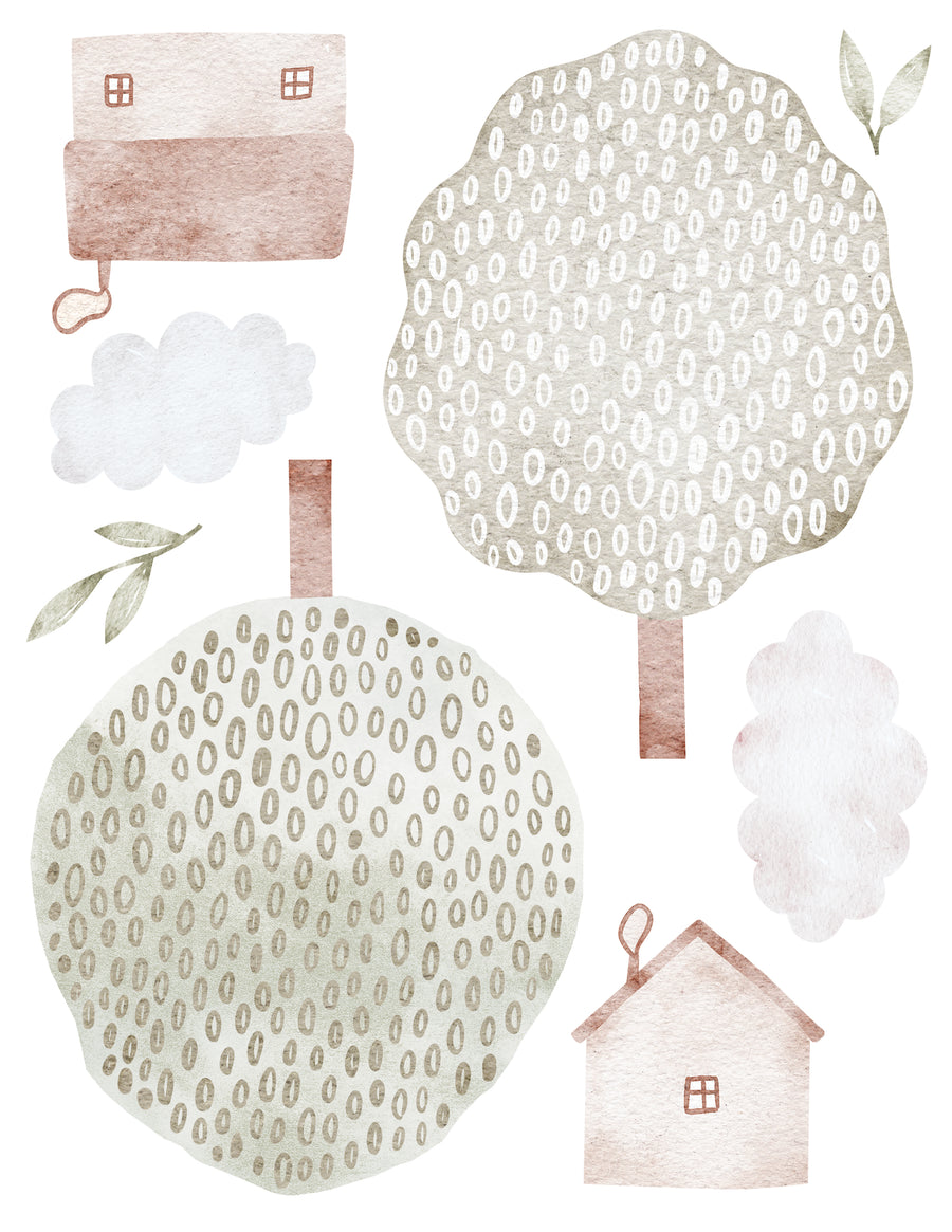 Wall Decals Houses and Forest