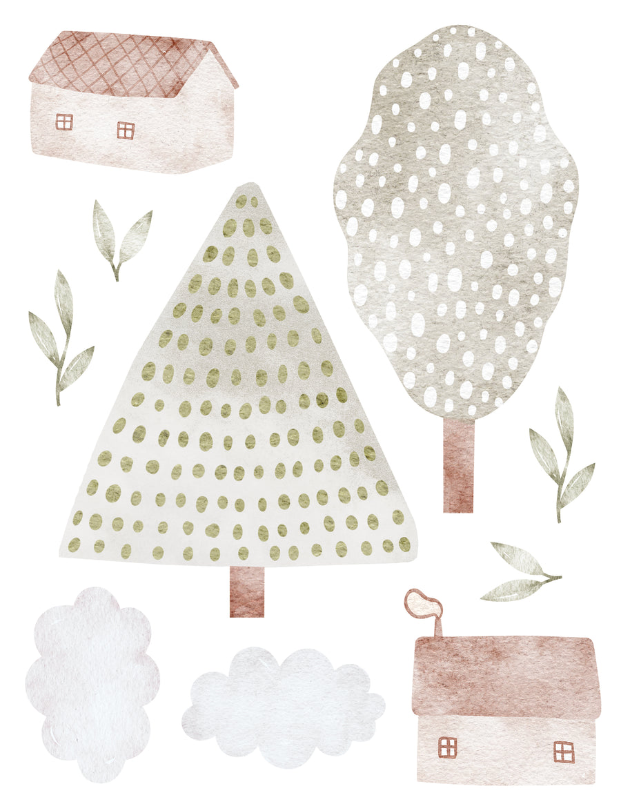 Wall Decals Houses and Forest