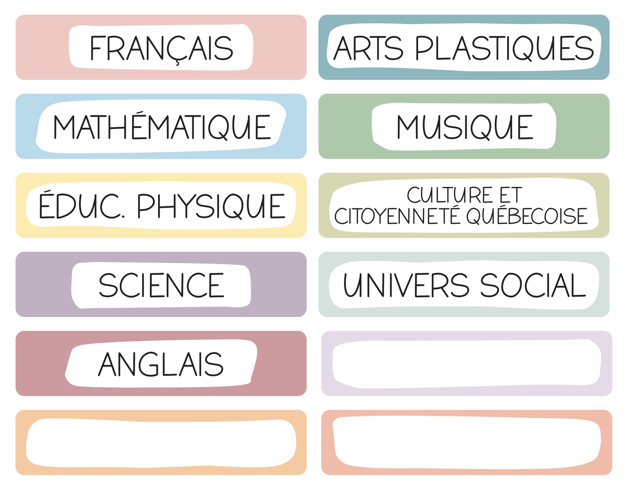 Autocollants muraux Les Matières