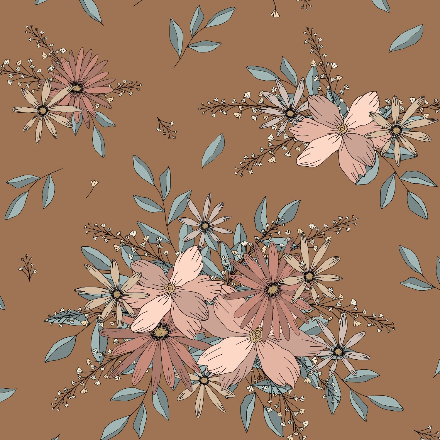 Murale Bouquet brun par Natasha Prévost