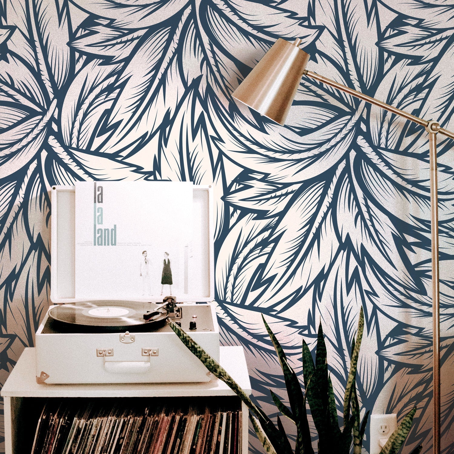 Murale Retro Leaves