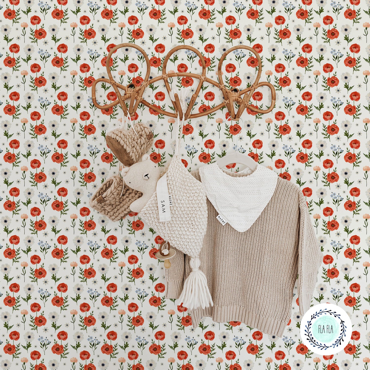 Papier peint Champs de Pavots par Fla Fla Design