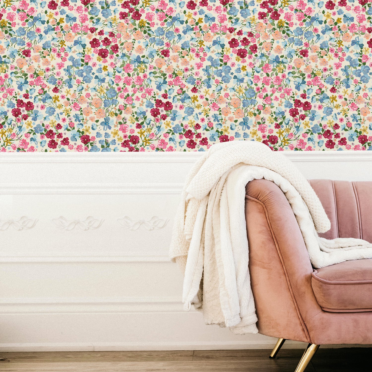 Wallpaper Fleurette of 6 panels of 108 in on sale